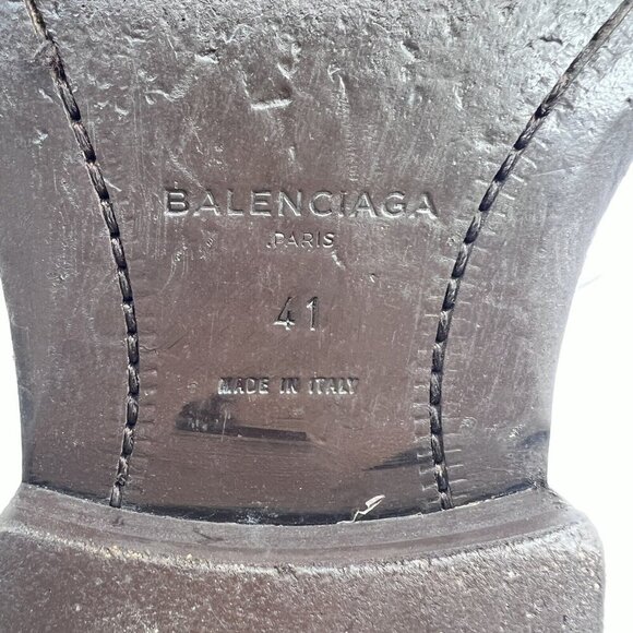 Balenciaga Men Size EU 41 US 8 Black Leather Slide Mules Plain Toe Sandal - Picture 10 of 13